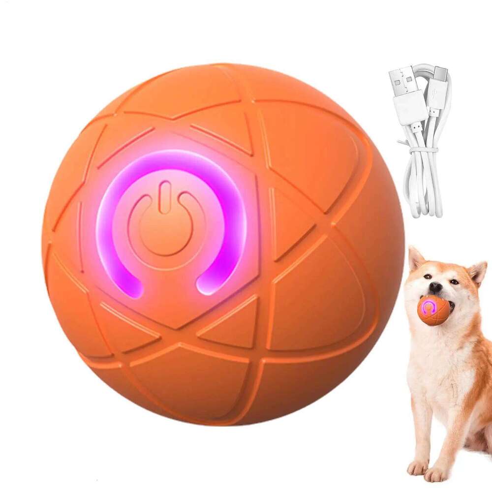 Automatic Rolling - USB Rechargeable Interactive Ball with LED Light, Self-Moving Indoor Play Toy for Puppy Dog