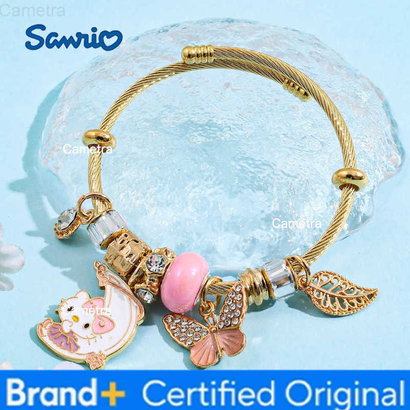 Sanrio Fashion Simple Hello Kitty Charms Bracelet Trendy Pink Butterfly Beads Charms Bnagle for Girl Hands Accessores Gifts H2512291