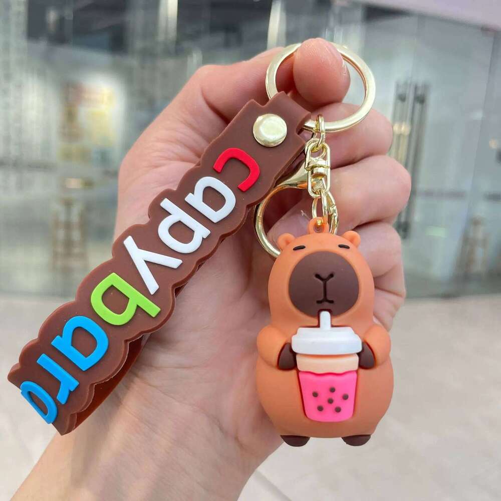 ZAKOL Cute Cartoon PVC Simulation Capybara Keychain Pvc Soft Rubber Backpack Key Mobile Phone Pendant Accessories Gift