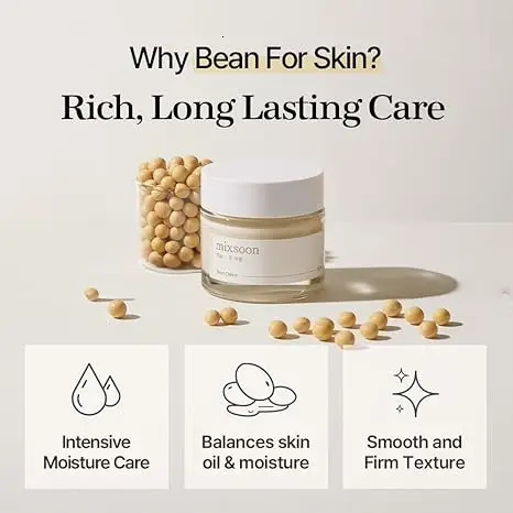 mixsoon Bean Cream - Intensive Moisture Face Cream For Smooth Nourished Skin Pore Sebum Care - Korean Skincare For Glass 251222
