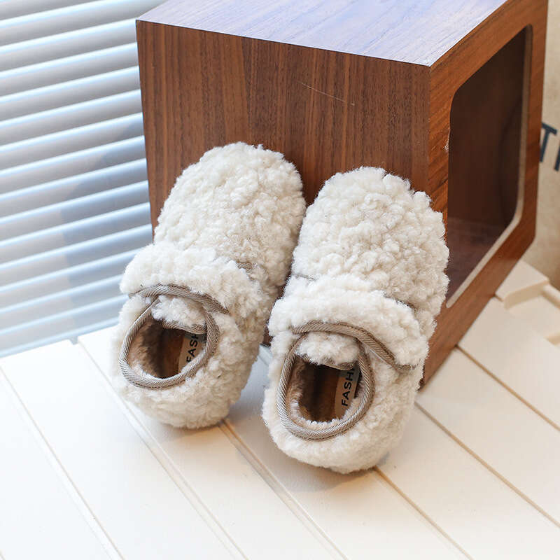 INS Girls' Fleece-Lined Plush 2025 Winter New Korean Style Boys' Warm Cotton Shoes Internet Celebrity Cute Loafers