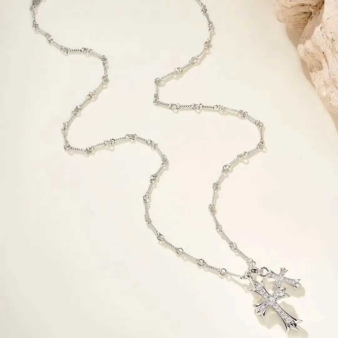Double Vintage Zircon Cross Pendant White Gold Filled Party Pendants Chain Necklace Couples Hip Hop Choker Necklace Jewelry Y251227