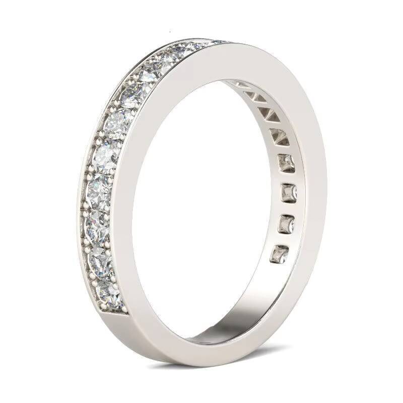 Fashion Moissanite Ring Simple Style Half Set Diamond 925 Silver Moissanite Engagement Rings for Women