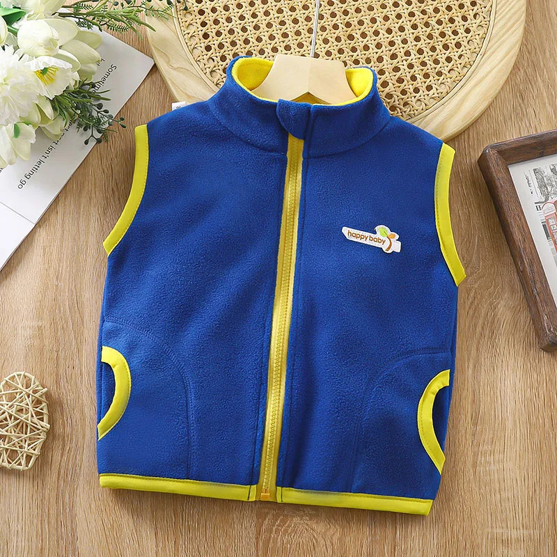 Childrens clothing fall and winter shaker vest boys girls sleeveless cardigan thickened padded warm solid color zipper 251215