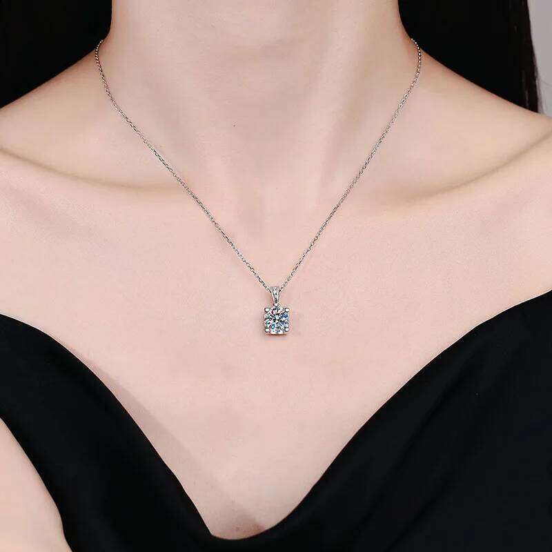 0.5-2CT D Color Moissanite Woman Pendant Sier For Women Chains Party Bridal Fine Jewelry 925sterling Silver Necklace e79