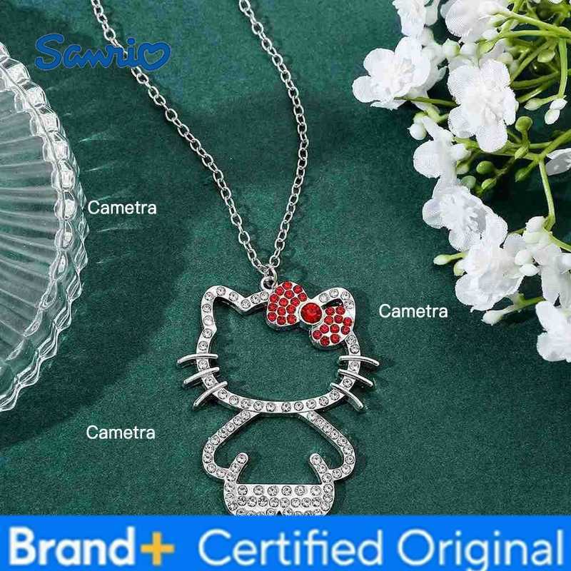 Sanrio Hello Kitty Rhinestone Bow Cute Girl Pendant Necklace Woman Clavicle Chain Pendant Gifts H251229