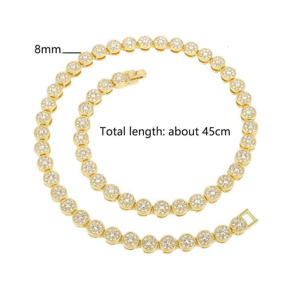 ZAKOL 45CM New Shiny Round Rhinestone Hip Hop Tennis Chain Bracelet Necklace Set for Women Men Jewelry Gift
