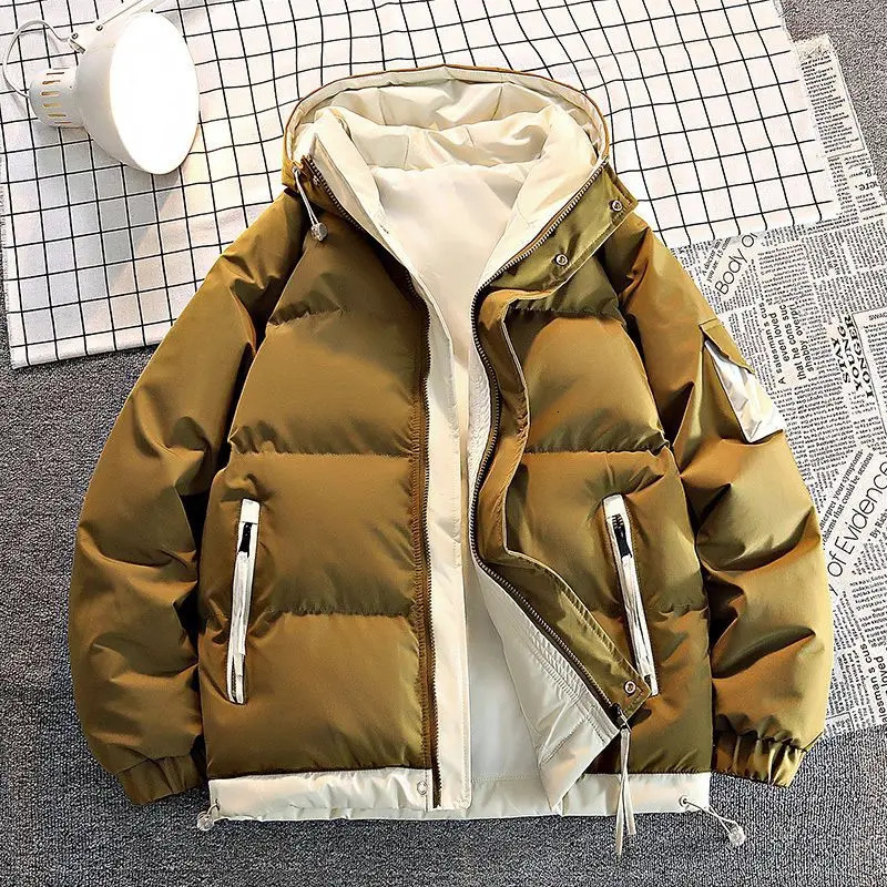 Korean Version Fashion Letter Patch Two Piece Cottonpadded Jacket Y2K Harajuku Vintage Thick Bread Loose Student Coats 251226