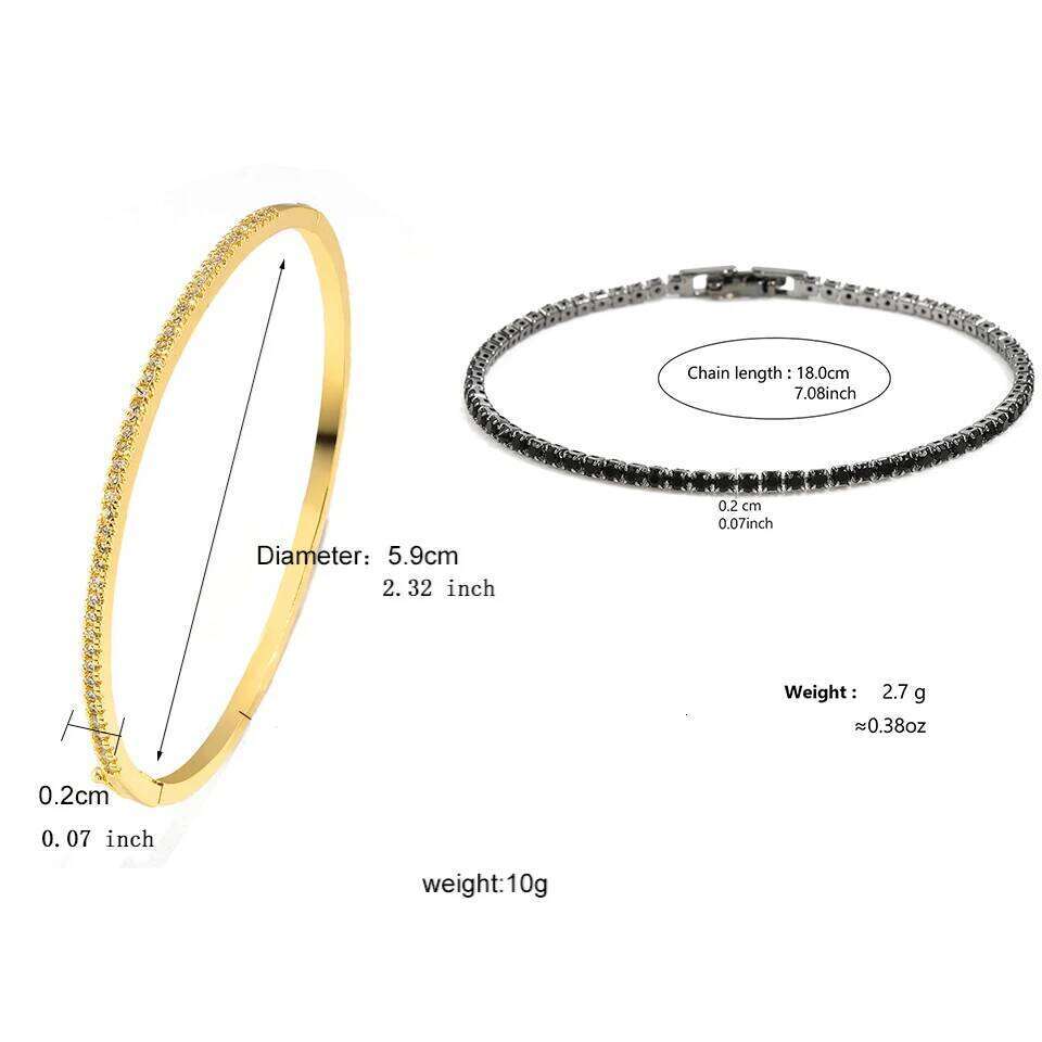 ZAKOL 2 Pcs Classic Round Zircon Dainty Tennis Bracelet Bangle Set for Women Men Exquisite Minimalist Daily Stacked Bracelets