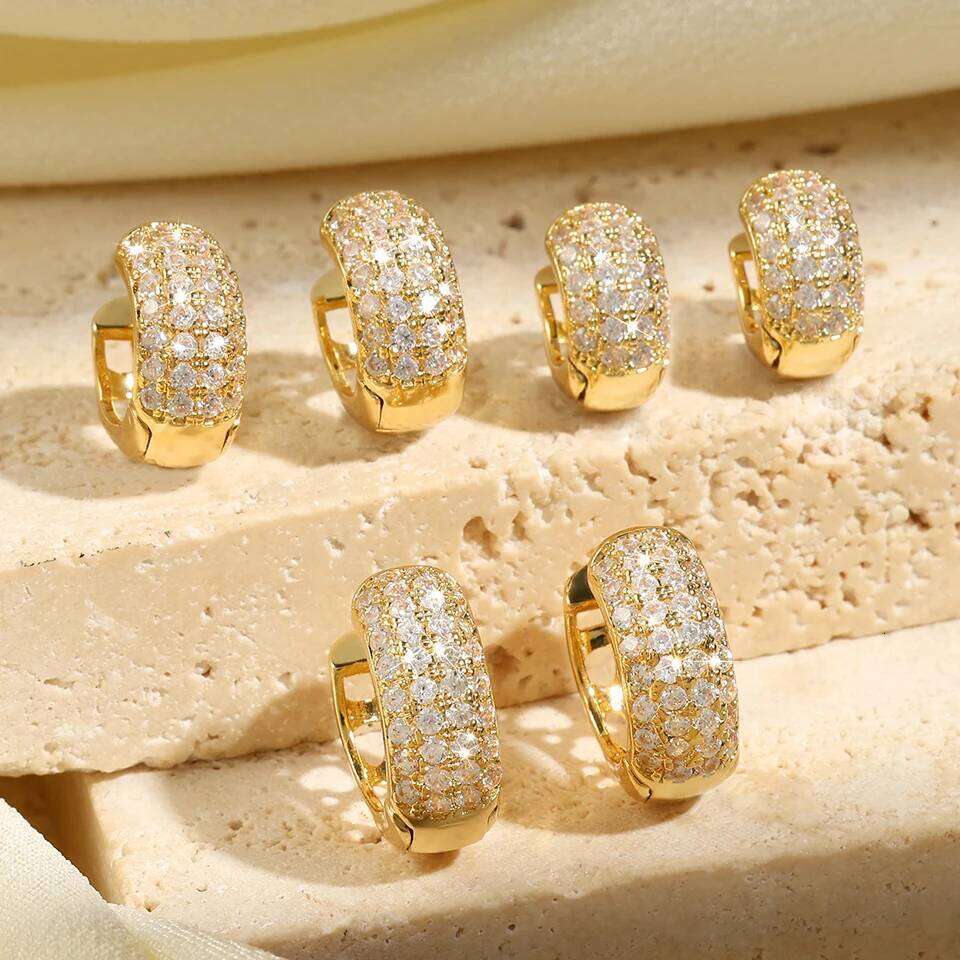 ZAKOL 6 Pcs Shiny Zircon Chunky Circle Hoop Earrings for Women Girls Fashion White Gold Color Helix Tragus Piercing Jewelry