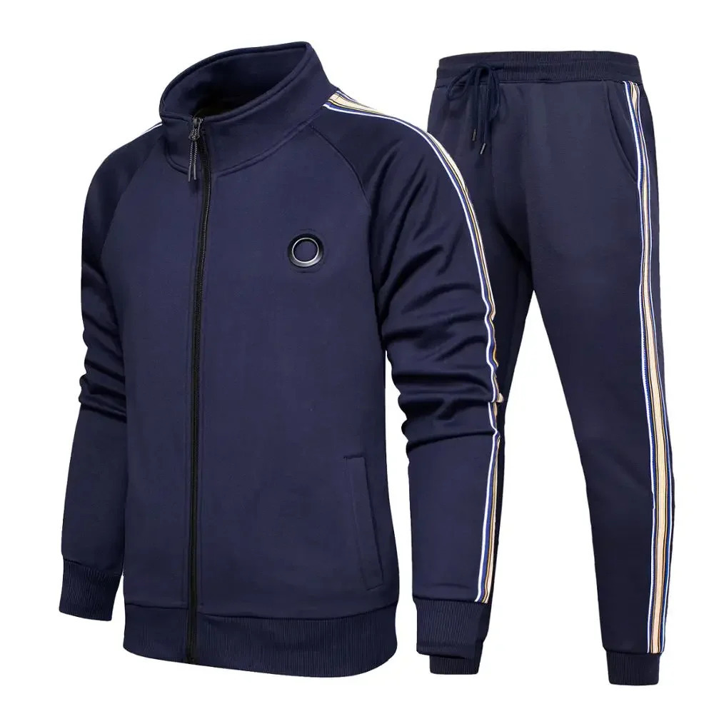 2024 Tracksuits Running Sets Mens Sportswear Autumn Winter 2 Pieces SweatshirtPants Blue Jogging Clothes Sports Suit 251219
