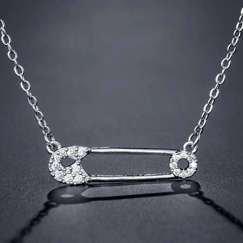 ZAKOL Creative Trendy Paper Clip Charm Chain Choker Necklace for Women Zircon Collarbone Chains Fashion Jewelry Gift