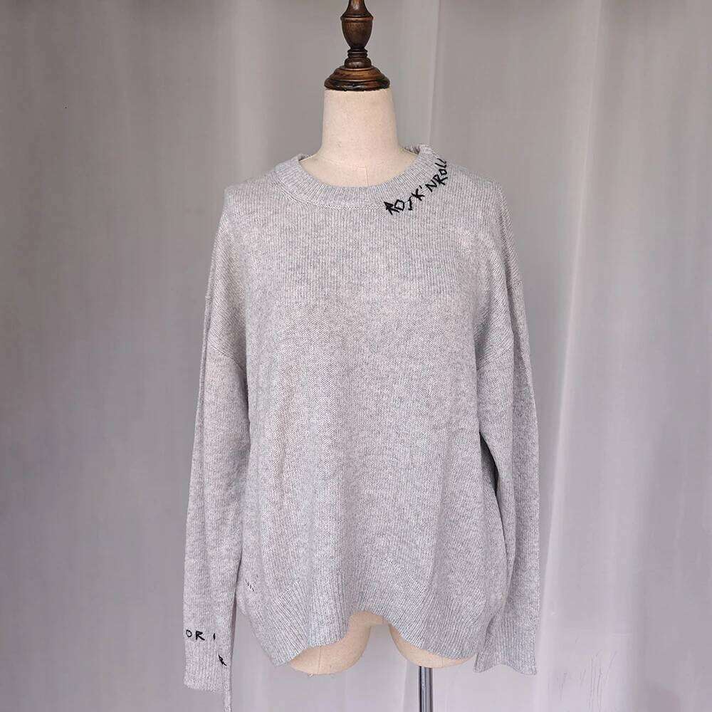 Rowan M524 Letter Jacquard Knit Pullover Winter O-Neck Long Sleeve Female Sweater Classic Casual Cozy Lady Top