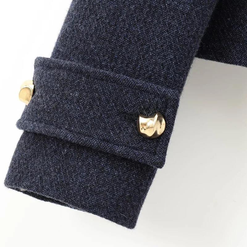 Spring Autumn Oneck Long Sleeve Double Breasted Jacket Coat Women Warm Blended Tops Female Casual Chic Wear 2025 251225