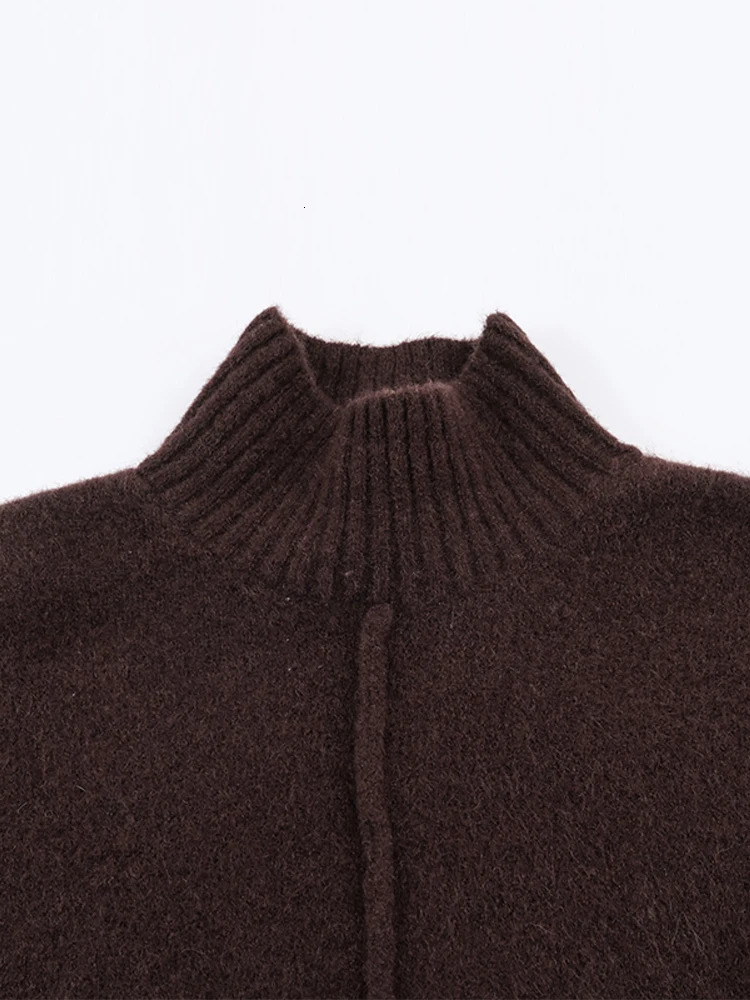 Knitted Long Sleeve Mini Sweater Dress Women High Collar Line Casual 2026 Spring Pullover Dresses Female Elegant Soft RobeJumper 251225