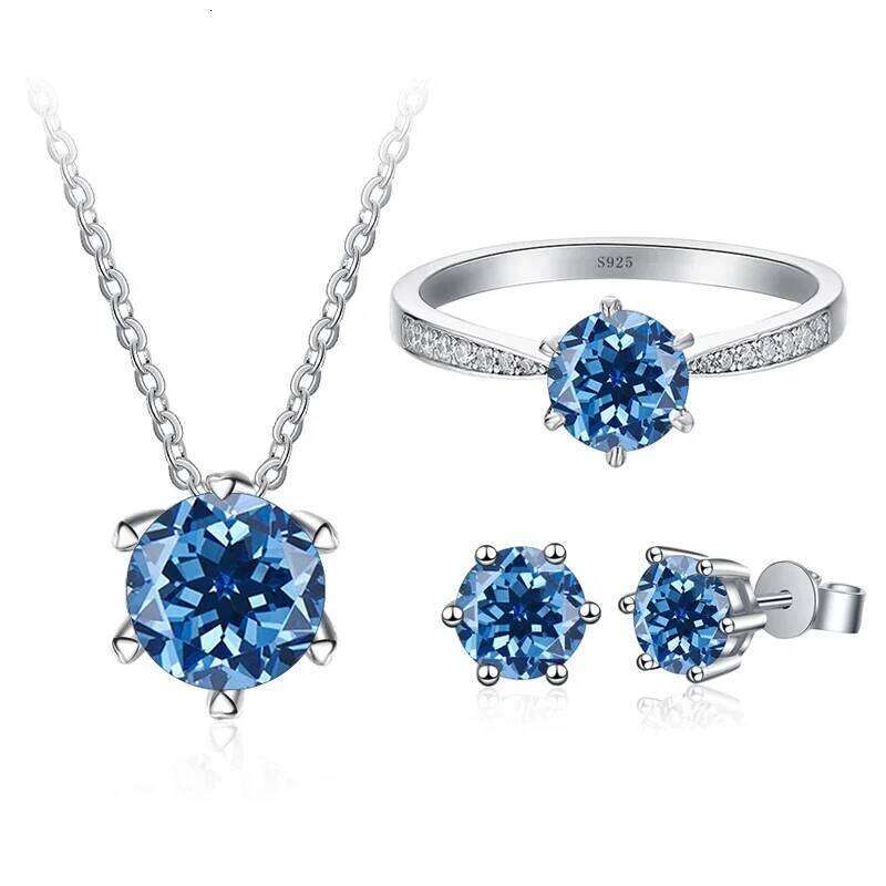 Classic Wedding Jewelry Sets For Women 1Carat Moissanite Diamond S925 Silver Necklace Earrings Ring Gifts With GRA 9aa