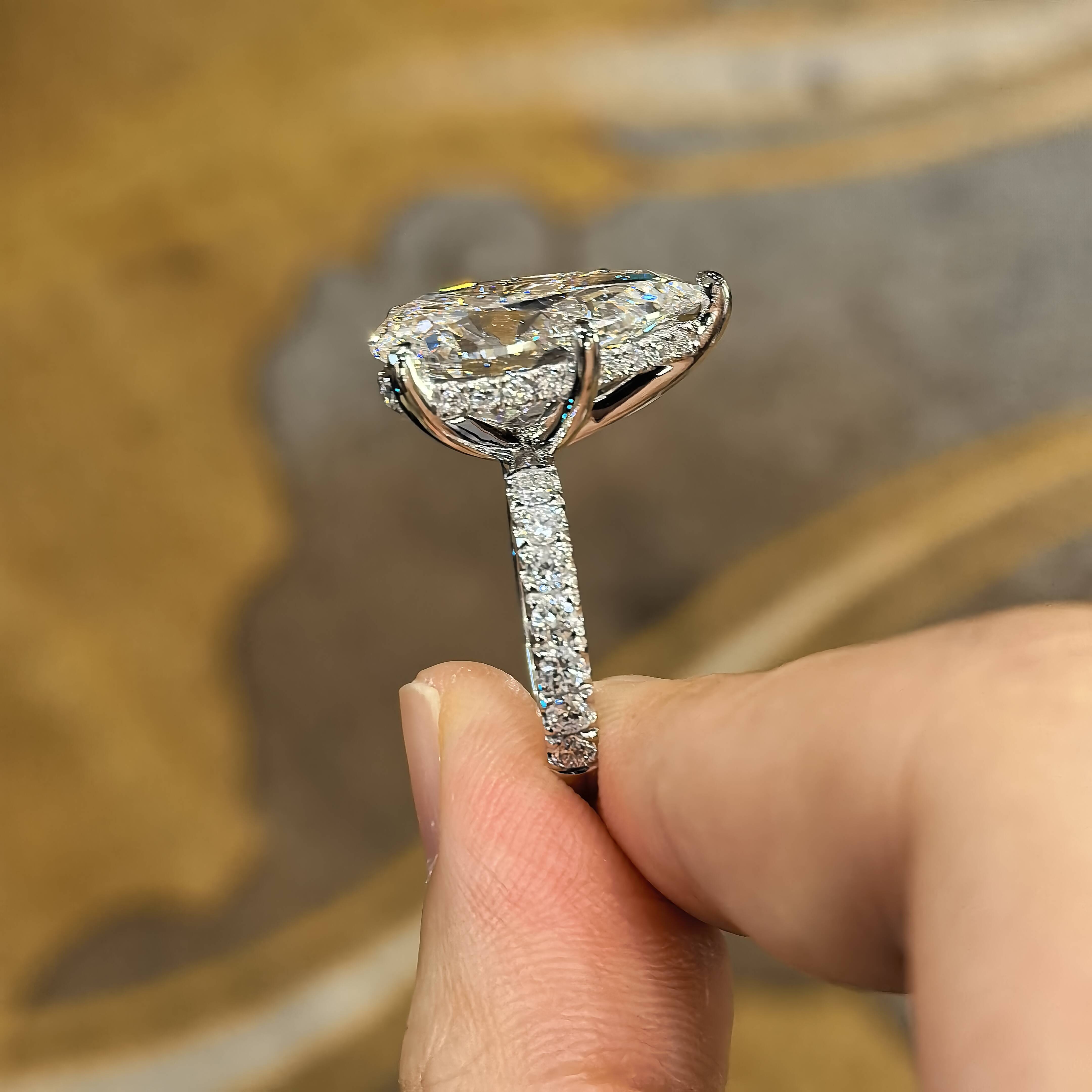 Custom 8CT Pear Cut 14K Real Gold Lab Diamond Rings VS1 VS2 IGI Certified Lab Grown Diamond Ring