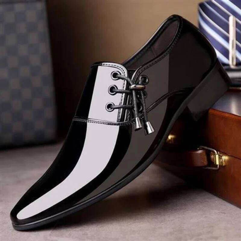 Men Leather Business Dress Shoes All-Match Casual Shock-Absorbing Footwear Wear-Resistant Plus Size LEEGO LENS