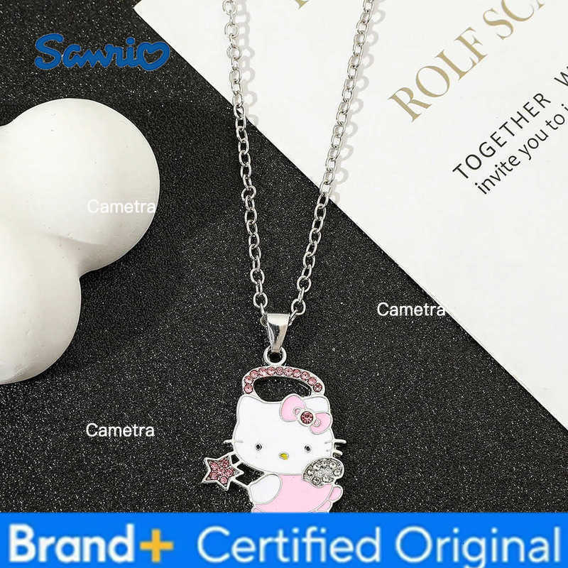 Sanrio Hello Kitty Anime Necklace Creative Cute Rhinestone Necklace Girls Birthday Party Jewelry Gifts H251229
