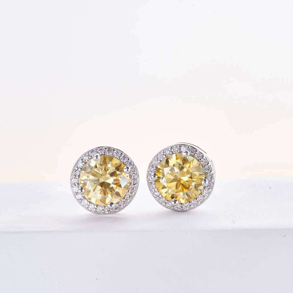 925 Sterling Silver 1 Carat Moissanite Round Earrings Engagement Wedding Daily Work Party Travel Luxurious Gift For Women c73