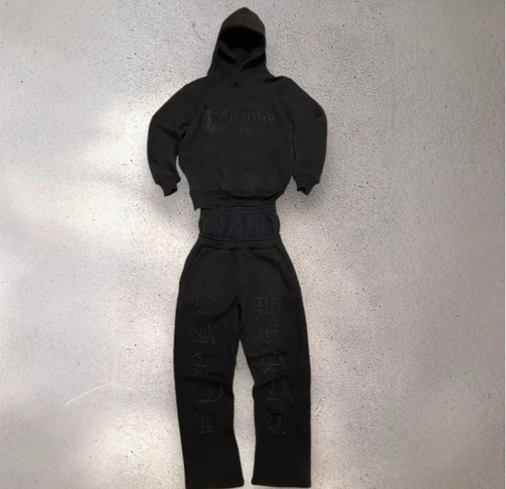 Casual hooded sweatshirt suit long sleeve trousers top spring autumn printed personalized street style couples same street wear 251226