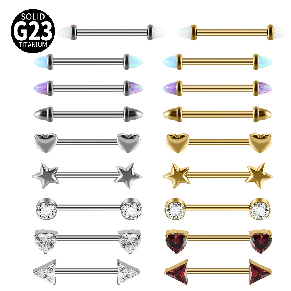 2pcs Cone Opal Nipple Shiled Bars Piercing 14G Internally Thread Sexy Mamilo Piercings Barbell Piercing Jewelry 251224