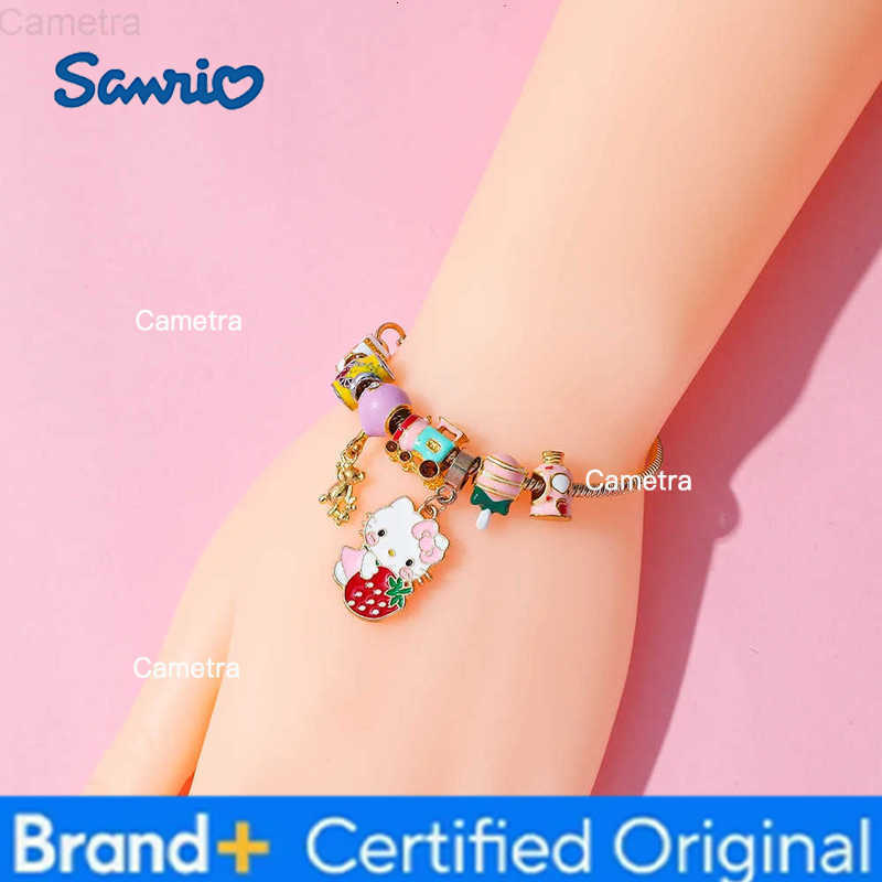 Sanrio Hello Kitty Strawberry Bracelet Kawaii DIY Charm Jewelry Cute Kitty Cat Gift for Girls Women H251229