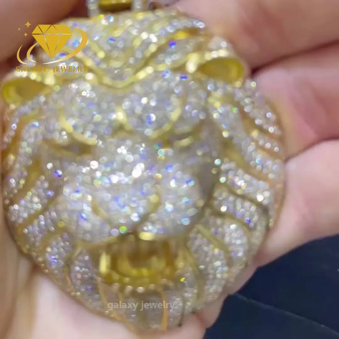 Hiphop Moissanite Pendant 925 Moissanite Iced Out Pendant Custom Sterling Silver Diamond Vvs Moissanite Pendant Lion