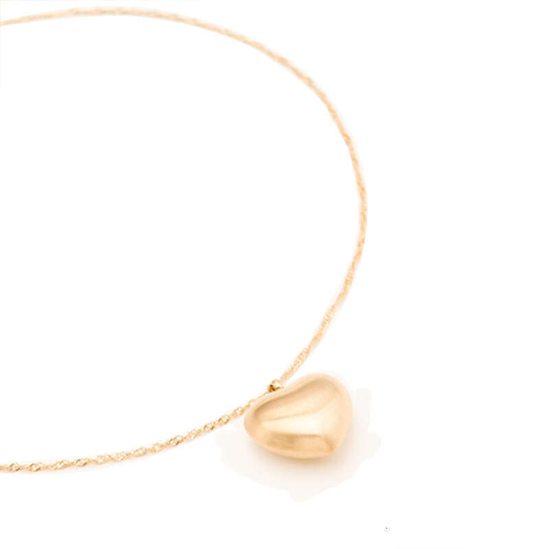 Cross-Border Simple Brushed Choker Collarbone Chain French Sweet Cool Niche Heart Necklace for Women