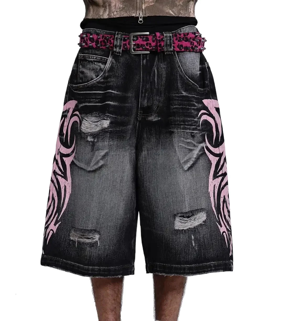 Harajuku Y2K Denim Shorts Tassels n Vintage Shorts Men Women Street Hip Hop Fashion Punk High Waist Wide Leg Pants 251223