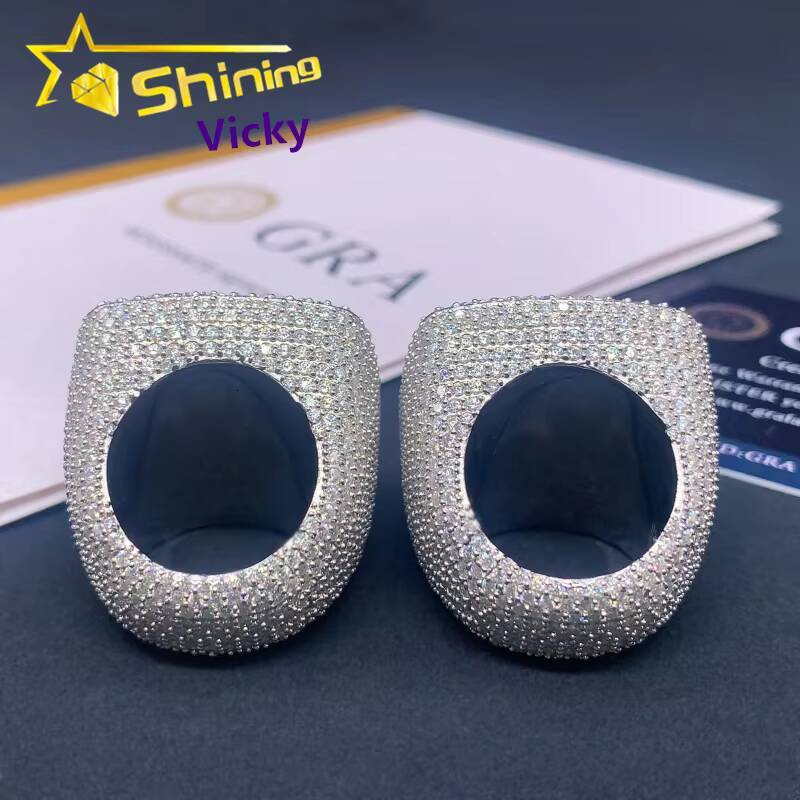 Fine Jewelry Luxury Men Hip Hop Ring Custom 925 Sterling Silver Iced Out Baguette Moissanite Diamond Ring