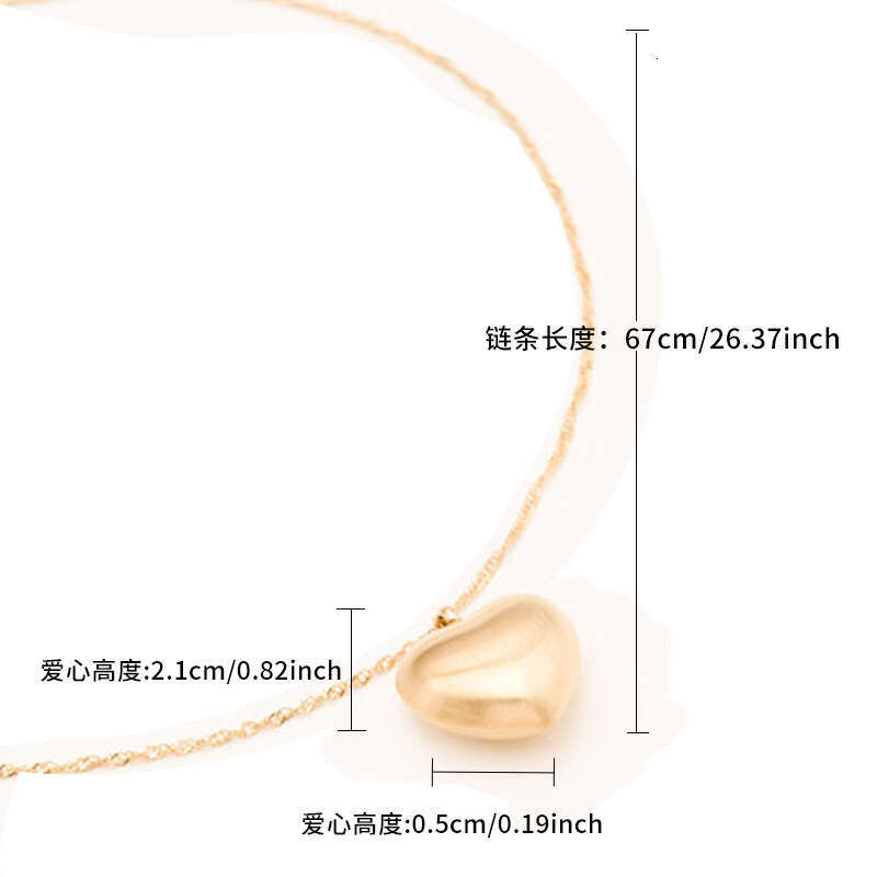 Cross-Border Simple Brushed Choker Collarbone Chain French Sweet Cool Niche Heart Necklace for Women
