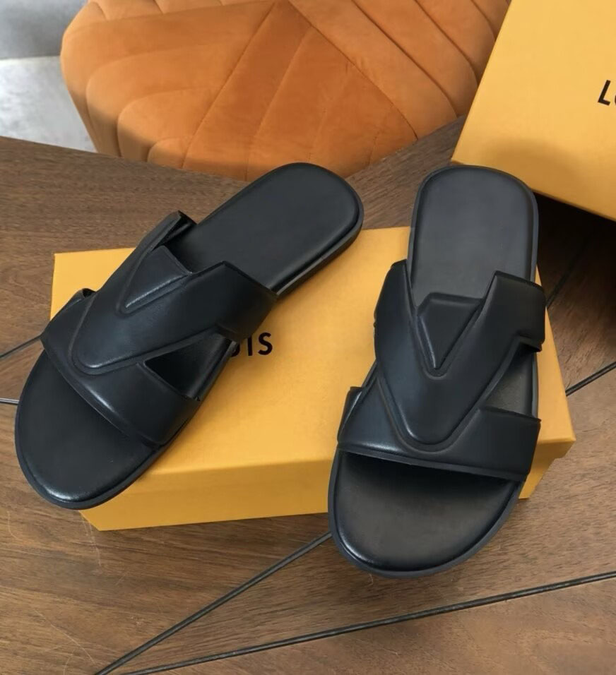 Top Design Men Oasis Mule Flats Grained Taiga Leather Slip On Sandals Shoes Slip On Beach Slippers Daily Wear Walking EU38-46