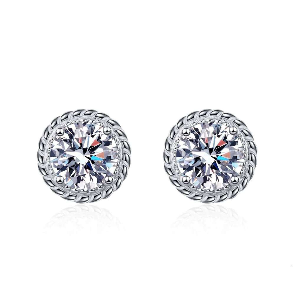18K gold inlaid diamond paired with 0.3Ct moissanite style Pt950 platinum fashionable and simple earrings d67