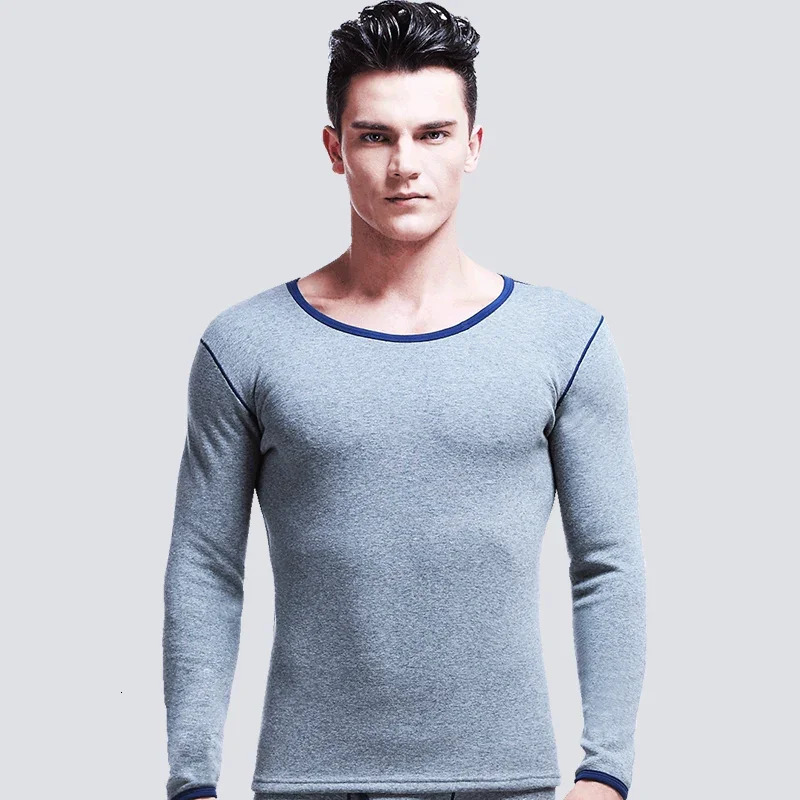 Element winter mens single top plus fleece thickened undercoat cold round neck slim warm underwear 251225