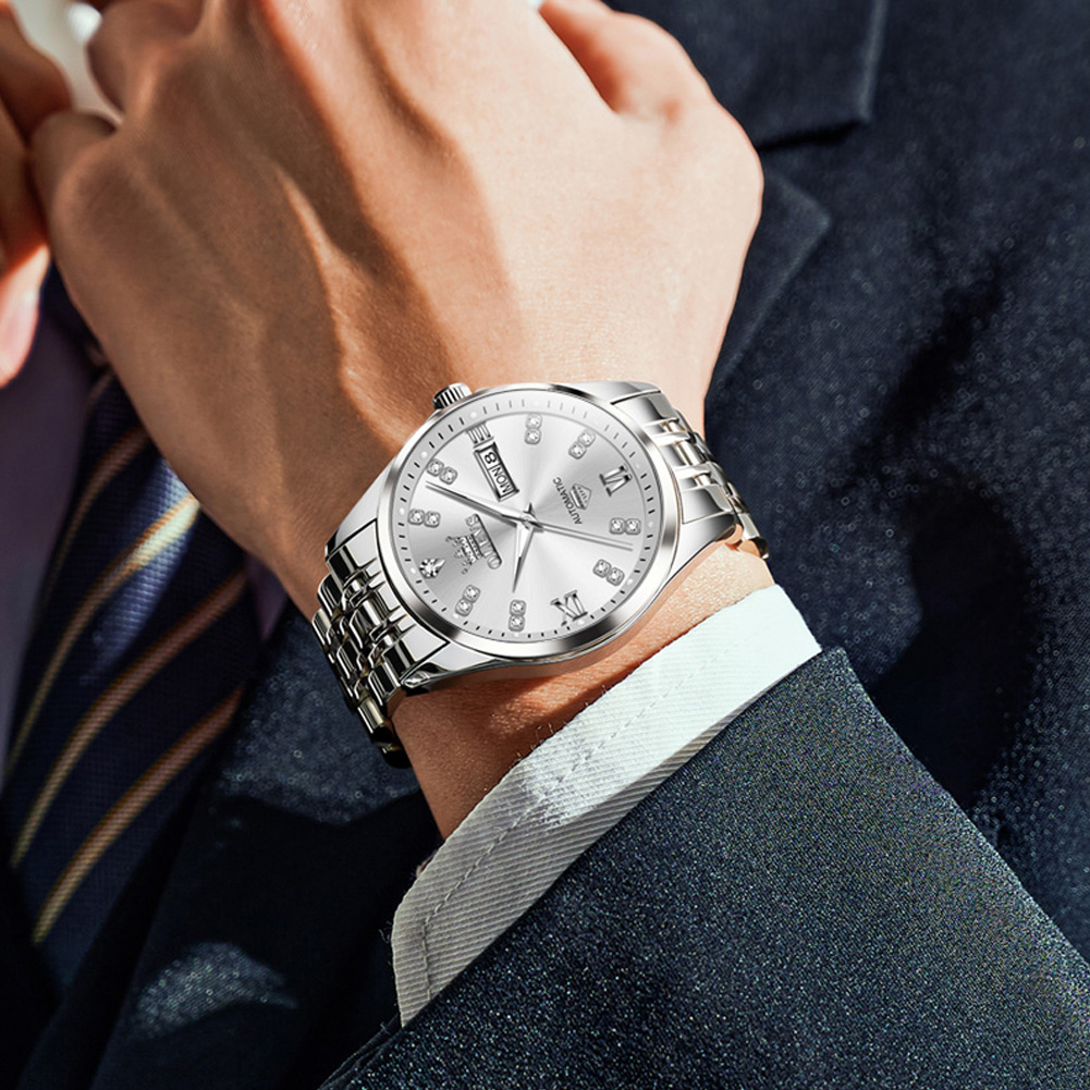OLEVS Luxurious and elegant mechanical watch, fully automatic men's waterproof business dual calendar night light men's watch