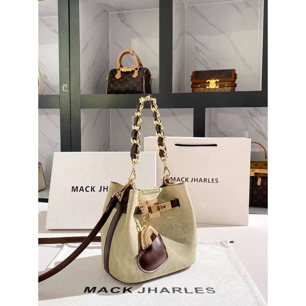 MACK JHARLES This Year's Trend Color-Block Bucket 2025 Autumn New High-End Chain Underarm Bag