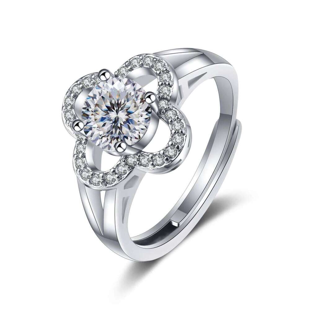 1 Ct Trend moissanite ring for charm lady silver jewelry lab Diamond Rings Sterling 925 Silver Wedding Band 33d