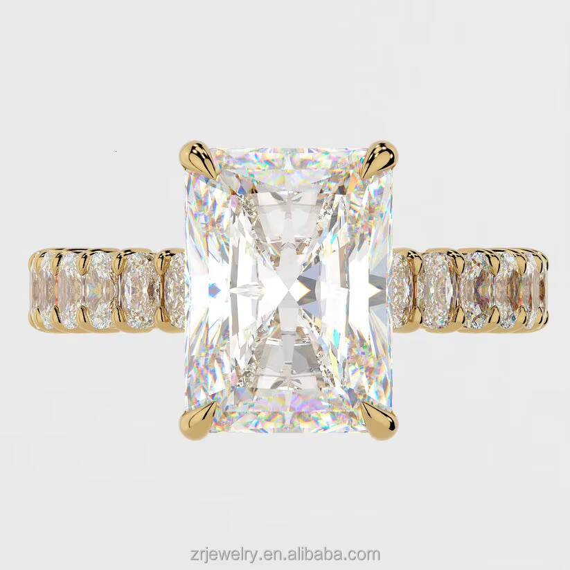 Luxury 3ct Radiant Cut Moissanite Rings S925 Sterling Silver Mossanite Rings Set 4ct GRA Certified Moissanite Ring