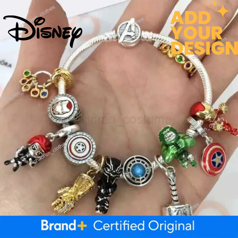 Disney custom Avengers Charm Women Bracelet Marvel Captain America Iron Man Bangles Infinity Stones Gauntlet Thor Hulk Superhero Beads H251220 - view 3