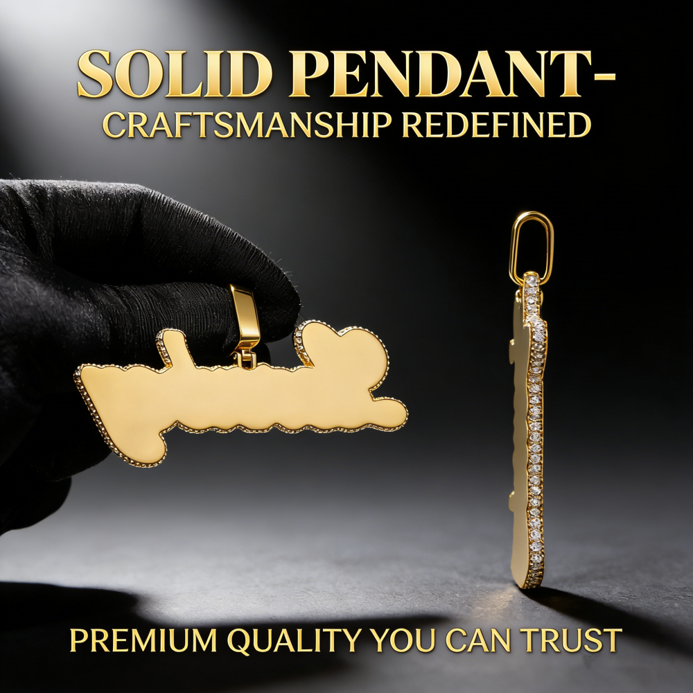 Custom Moissanite Pendant Name 925 Silver Yellow Gold Plated Fully Vvs Iced Out Hip Hop Moissanite Pendant
