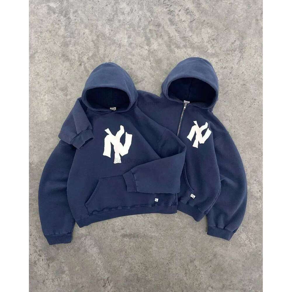 Y2K Harajuku Fashion Letter Pattern Printed Hooded Hip Hood Casual Loose Men and Women Oversized Zipper Sweatshirt