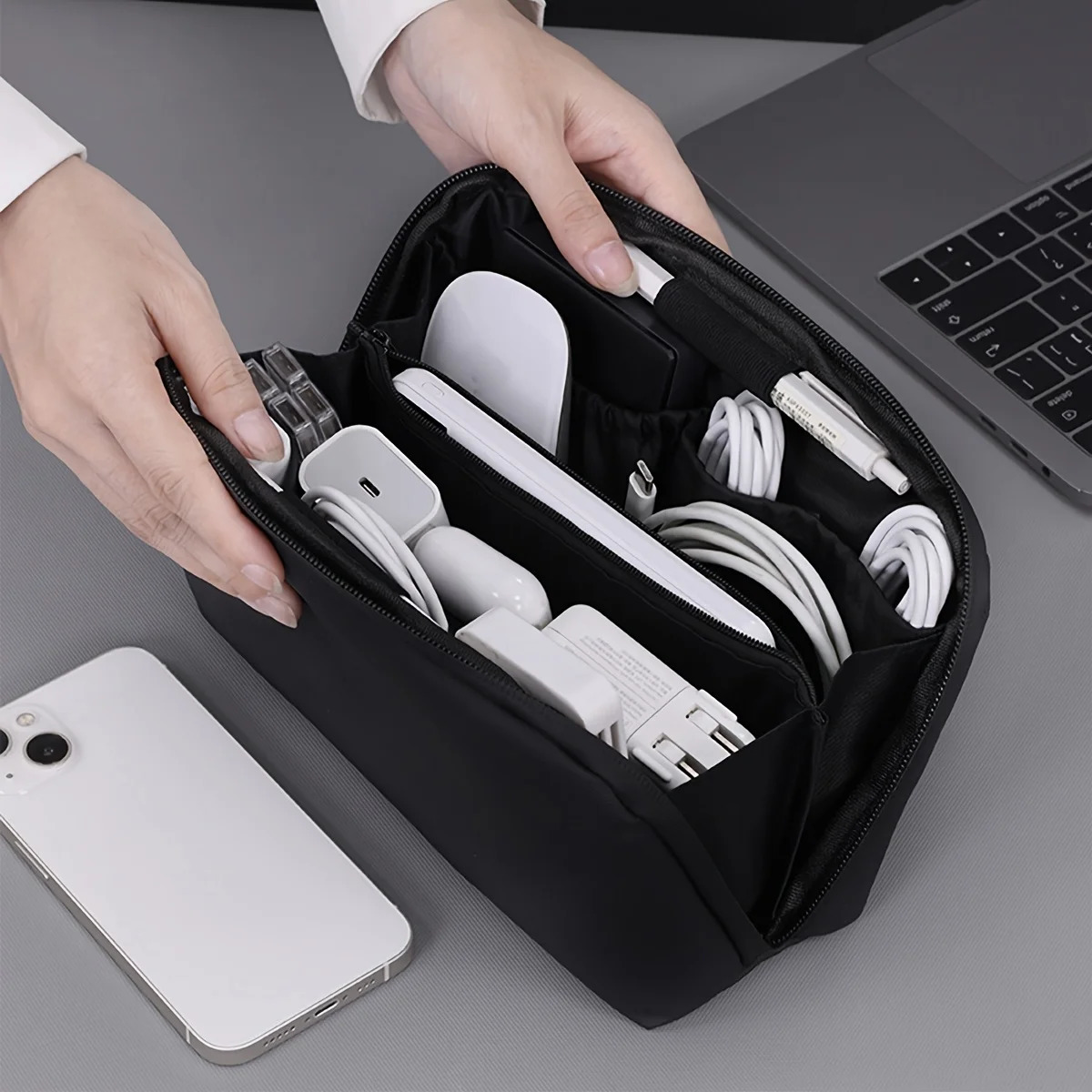 Portable Data Cable Storage Bag Mouse Headphones Power Bank Digital Accessories Organizer Bag Business Travel Makeup Bags 251224