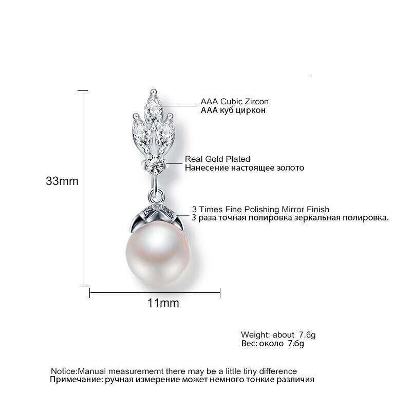 ZAKOL Fashion Sliver Color AAA CZ Pearl Dangle Earrings for Women Shiny Leaf Zircon Bridal Earring Wedding Party Jewelry