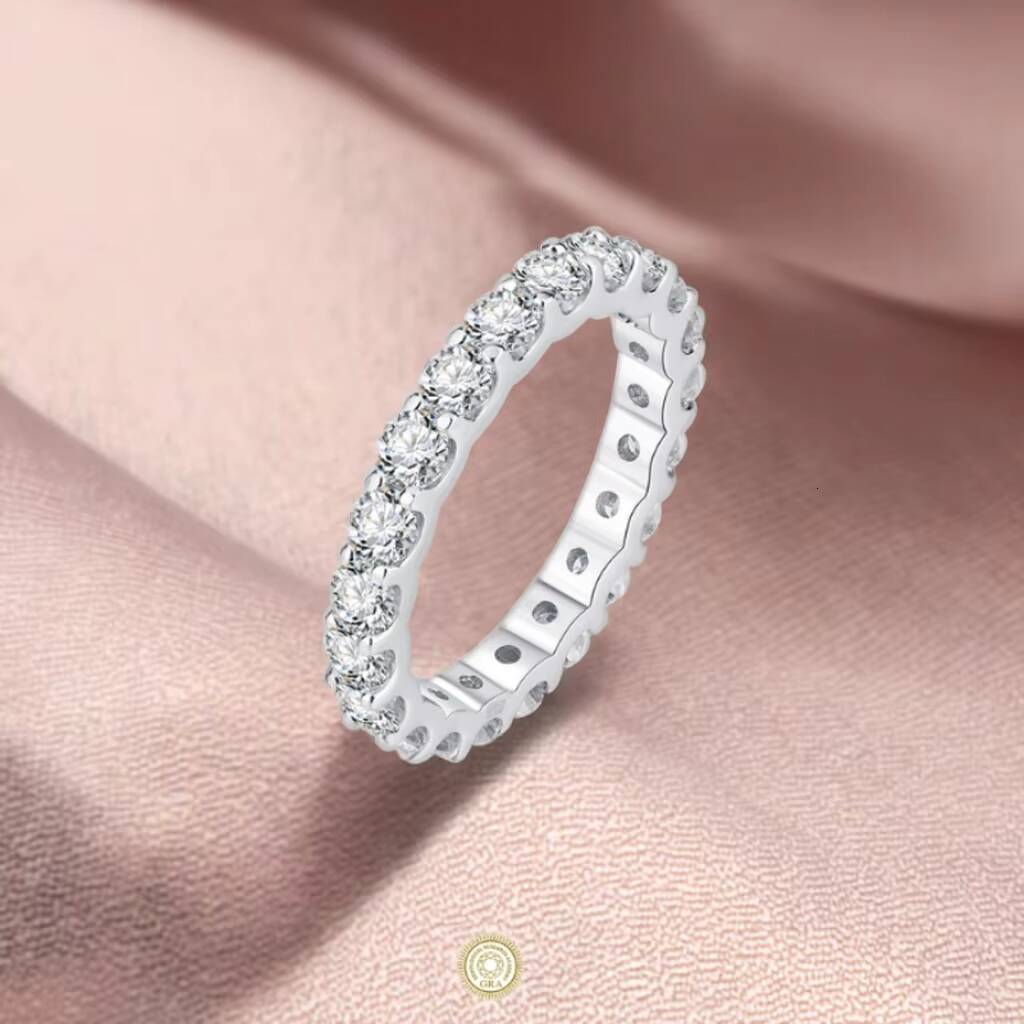 Luxury Fine Jewelry Eternity Band Ring Wholesale 925 Sterling Sliver Gold Filled Rings Mossanite Ring
