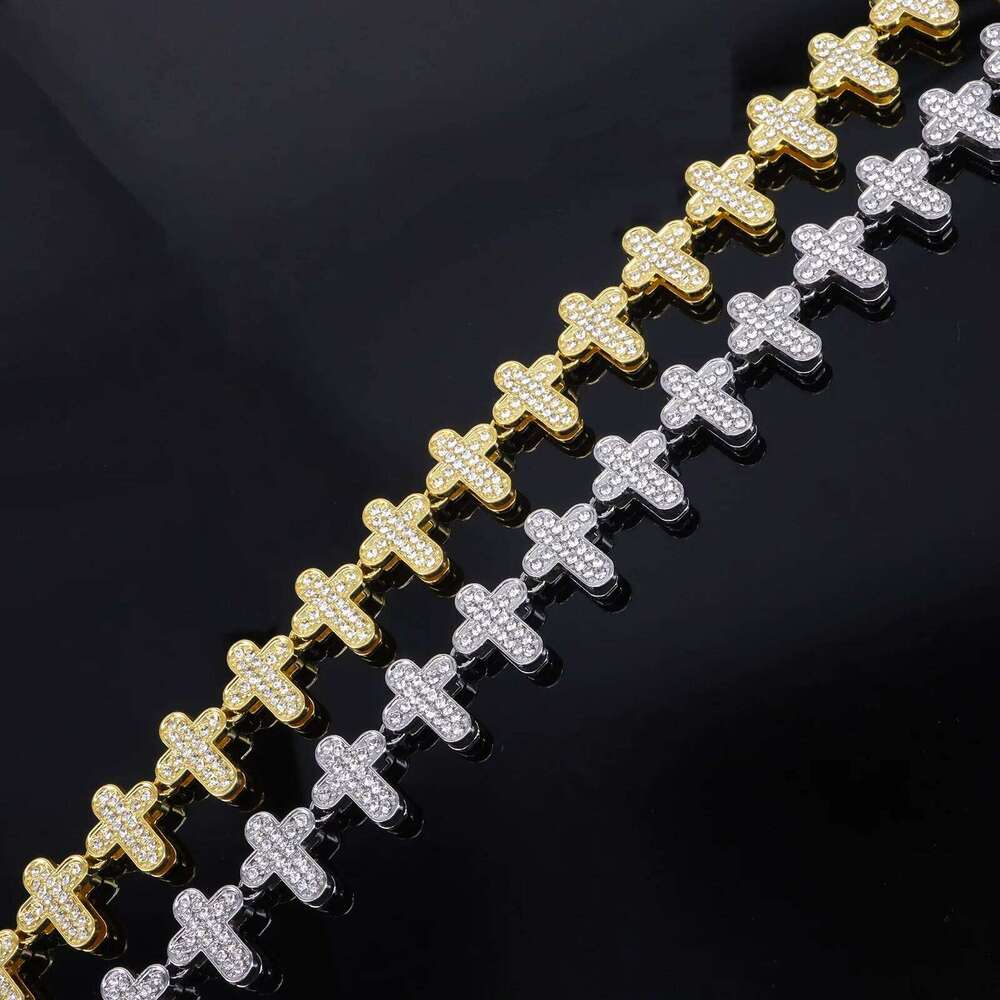 ZAKOL 20/50CM Iced Out Buling Rhinestone CZ Cross Tennis Chain Bracelet Necklace Set Women Men Fashion Hip-hop Rock Jewels