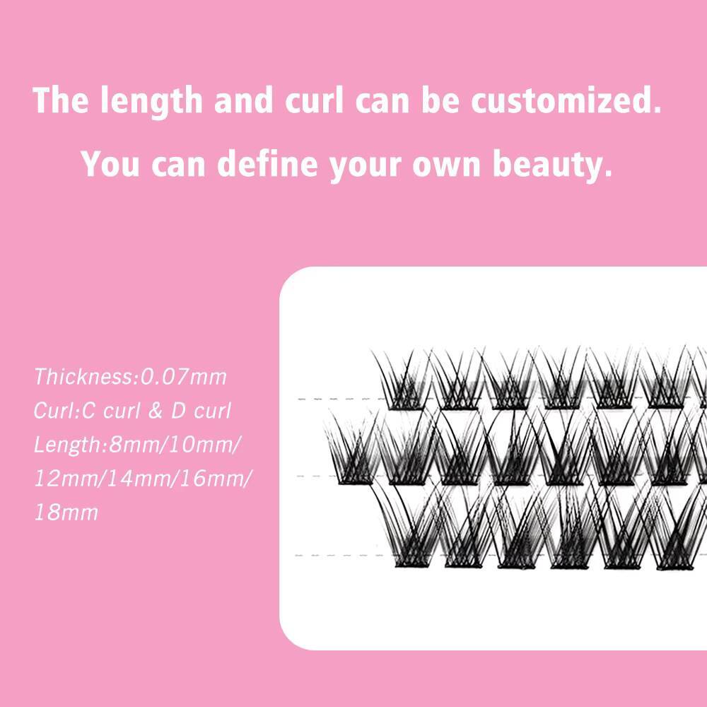 SP EYELASH Wholesale Customization Diy Cluster Lashes Private Label C D Curl Segment Pre-Cut Extension Kit DIY Lash Clusters