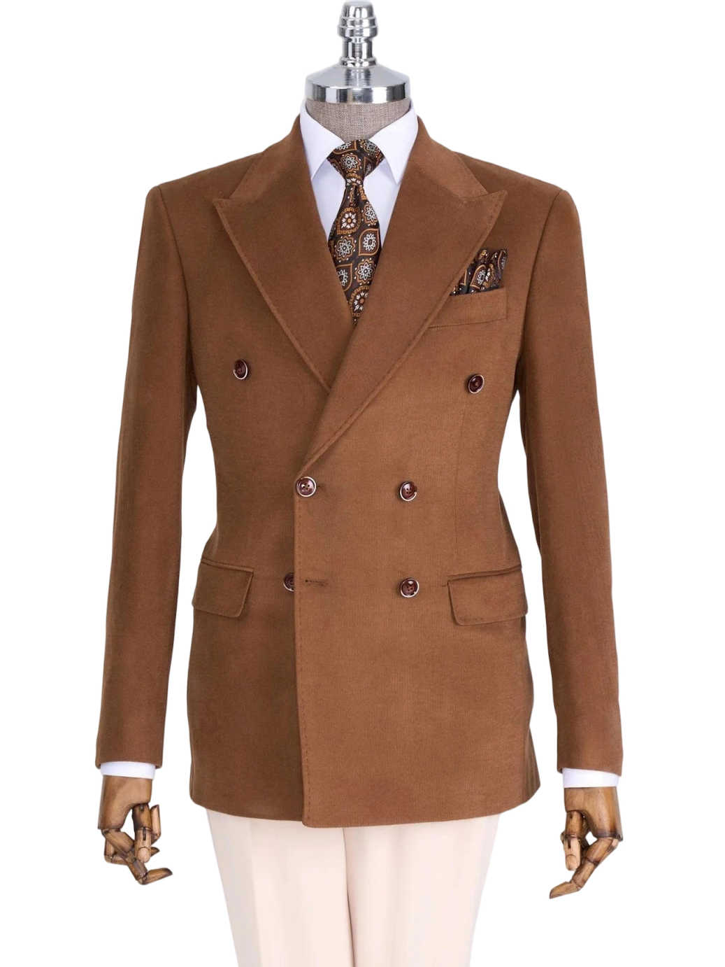 Fashion Men Suit Set Formal Double Breasted Peaked Lapel Male Suit Slim Daily Causal Office Wedding Tuxedo