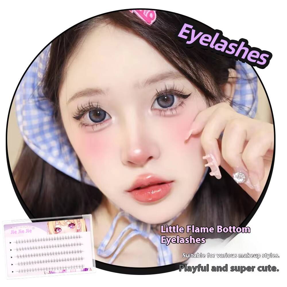 Lazy Little Flame Single Cluster Segmented Lower Eyelashes Natural Baby-Like Transparent Stem No-Makeup Full Strip Eyelashes