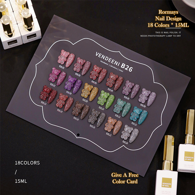 Rormays Broken Diamond gel Polished 18 Color Cat Eye Popular Shiny Small Suit Star Sky Semi Permanent nail polish UV LED Complete Nail Enhancement Who